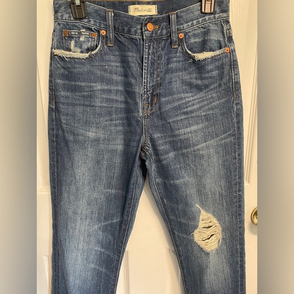 Madewell Dark Wash The Perfect Summer Jeans Distressed Cut Off Hem Size 26 - Picture 5 of 8